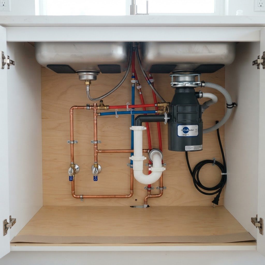 Under-sink repipe — after